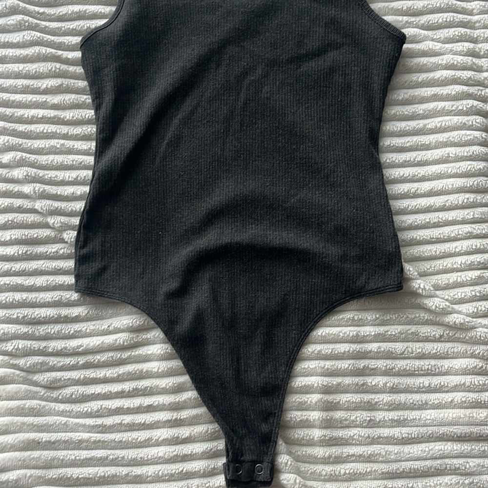 Grey Ribbed Bodysuit - Picture 3 of 4